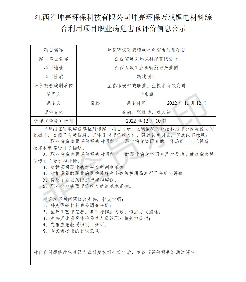 江西省坤亮環(huán)保科技有限公司坤亮環(huán)保萬(wàn)載鋰電材料綜合利用項(xiàng)目職業(yè)病危害預(yù)評(píng)價(jià)信息公示.jpg